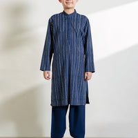 Blended Denim Blue Kurta Trouser - J. Junaid Jamshed