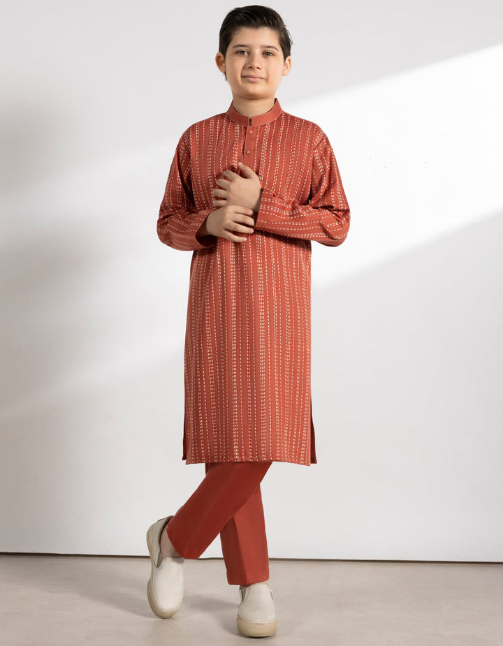 Blended Tangerine Kurta Trouser - J. Junaid Jamshed