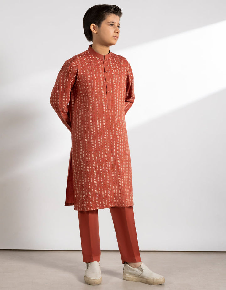 Blended Tangerine Kurta Trouser - J. Junaid Jamshed