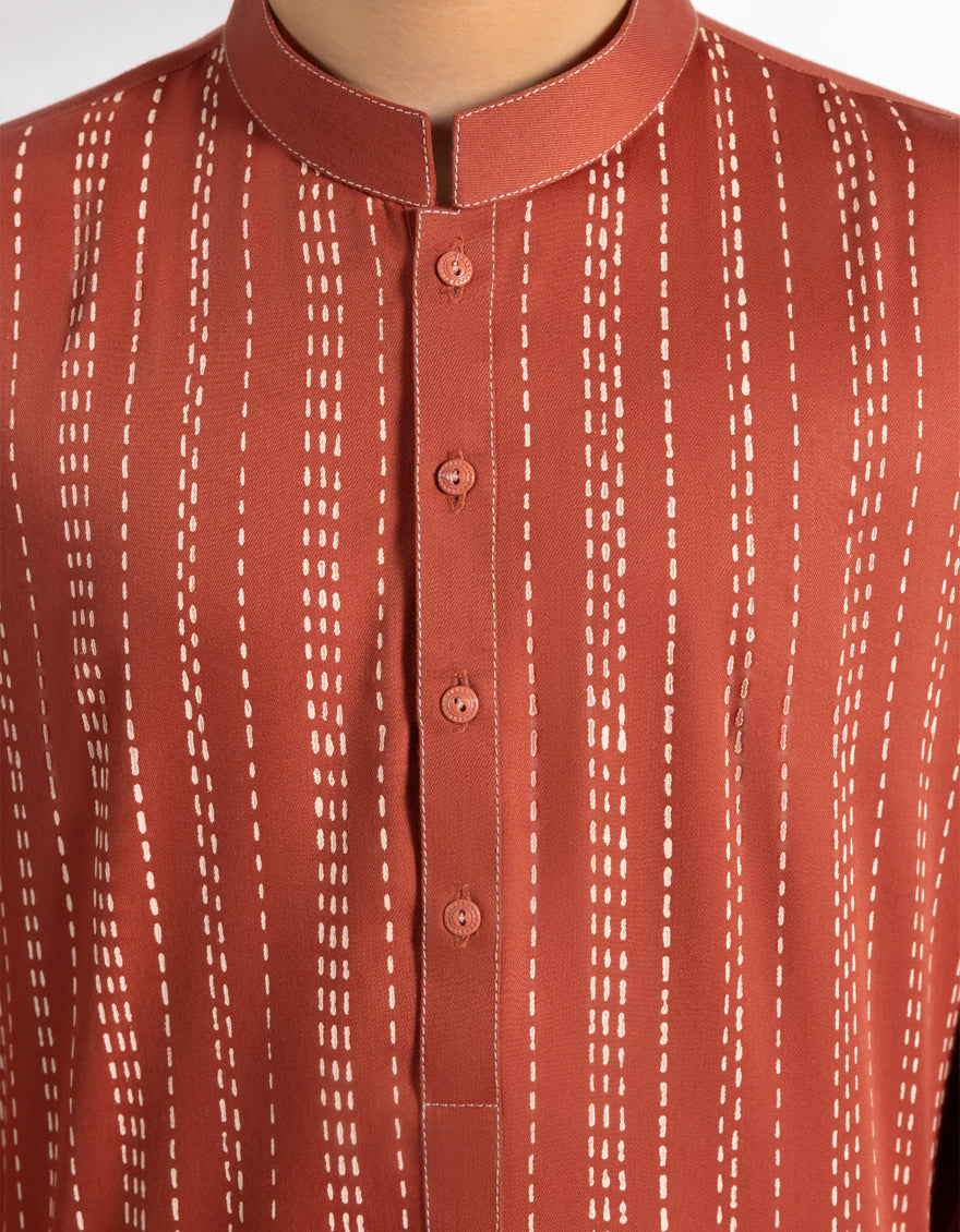 Blended Tangerine Kurta Trouser - J. Junaid Jamshed