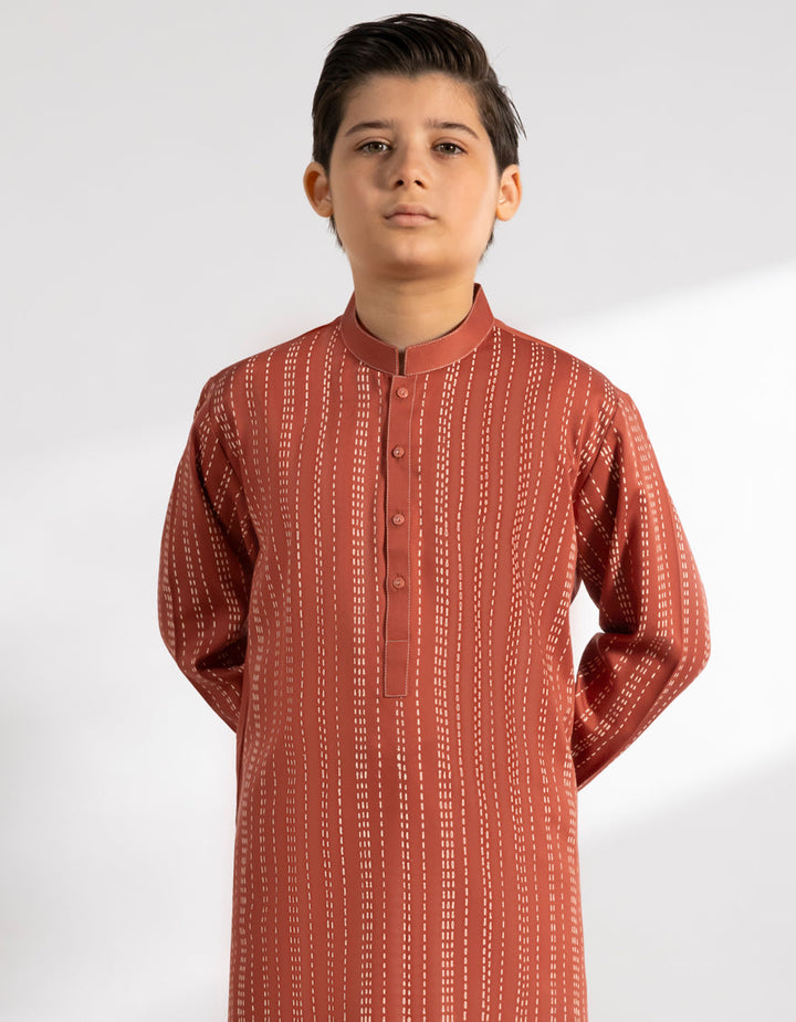 Blended Tangerine Kurta Trouser - J. Junaid Jamshed