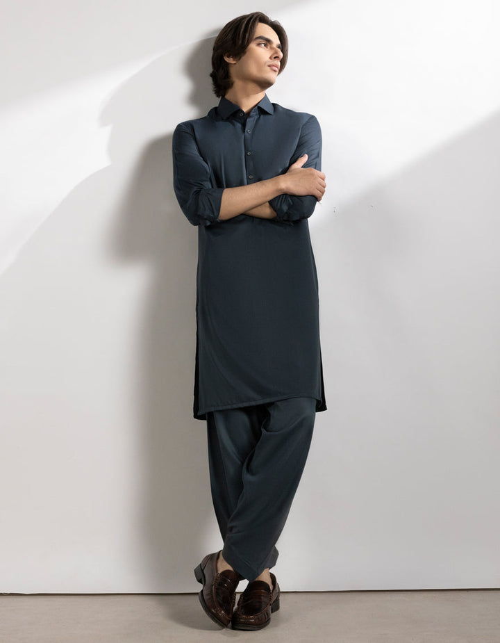 Blended Dark Green Shalwar Kameez - J. Junaid Jamshed
