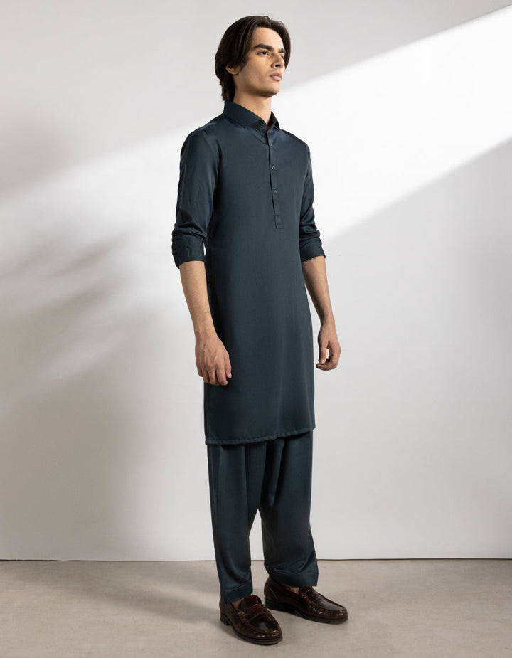 Blended Dark Green Shalwar Kameez - J. Junaid Jamshed