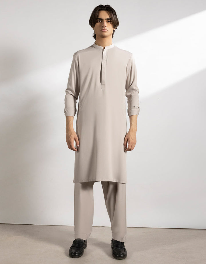 Blended Fawn Shalwar Kameez - J. Junaid Jamshed