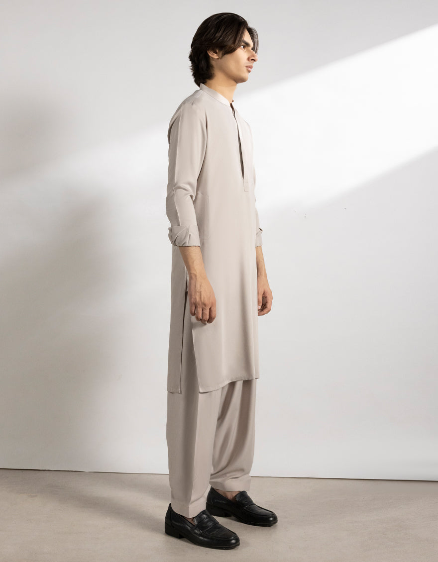 Blended Fawn Shalwar Kameez - J. Junaid Jamshed