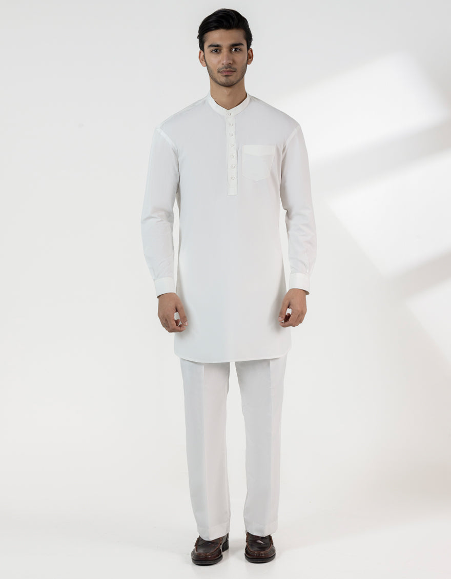Blended Off White Kurta Trouser - J. Junaid Jamshed