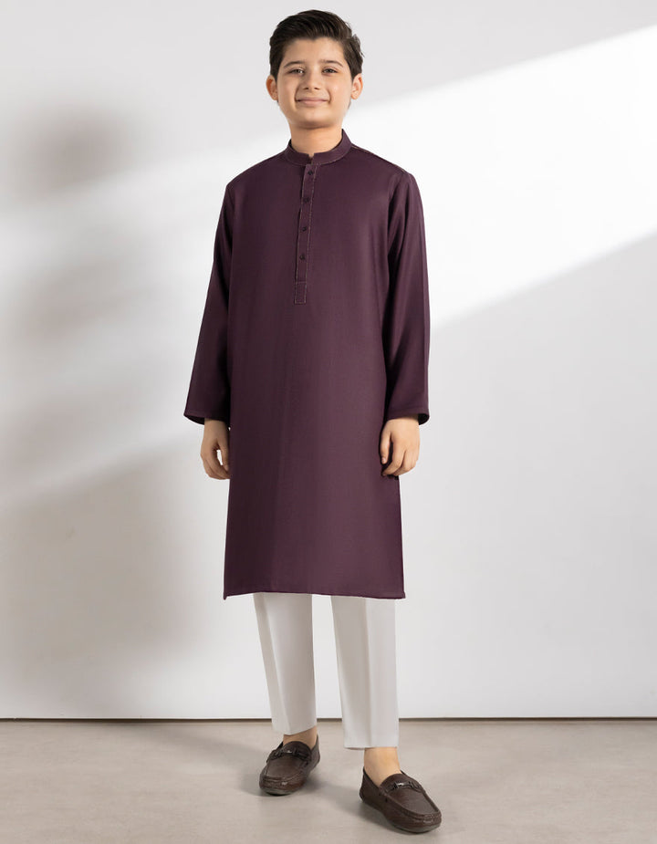 Blended Dark Purple Kurta - J. Junaid Jamshed