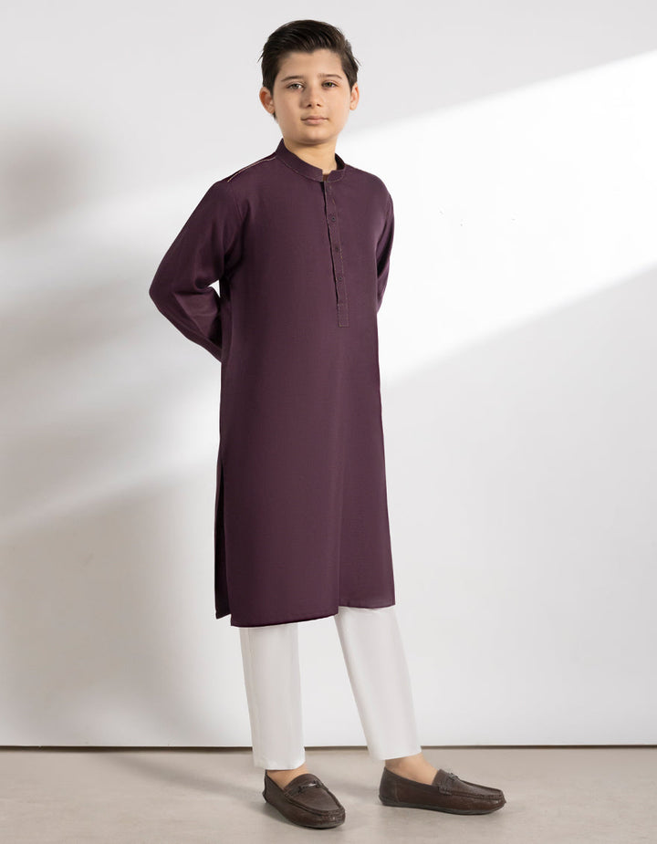 Blended Dark Purple Kurta - J. Junaid Jamshed