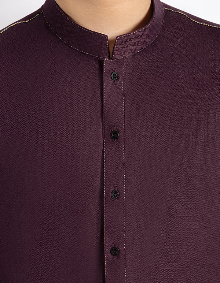 Blended Dark Purple Kurta - J. Junaid Jamshed