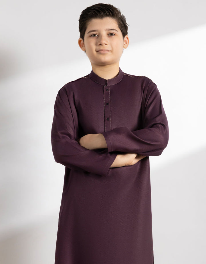 Blended Dark Purple Kurta - J. Junaid Jamshed