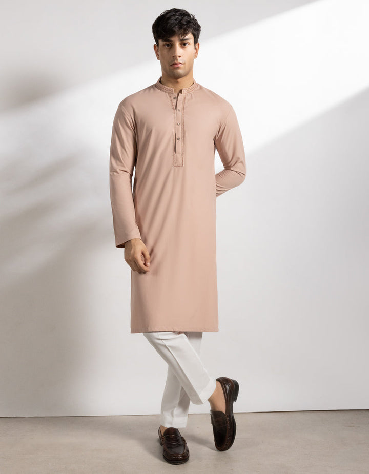 Blended Tea Pink Kurta - J. Junaid Jamshed