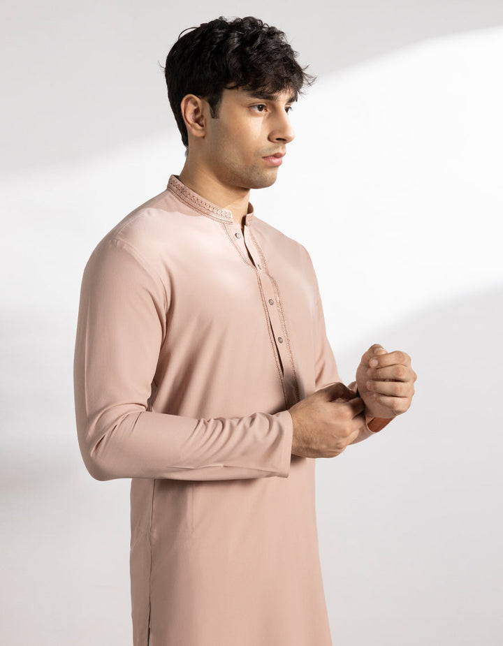 Blended Tea Pink Kurta - J. Junaid Jamshed