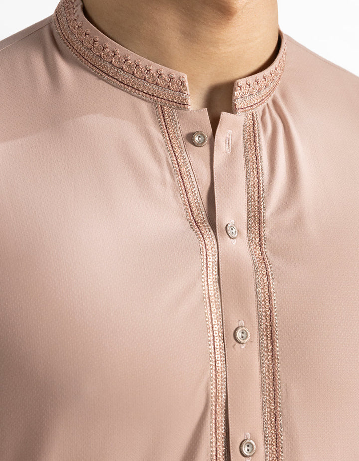 Blended Tea Pink Kurta - J. Junaid Jamshed