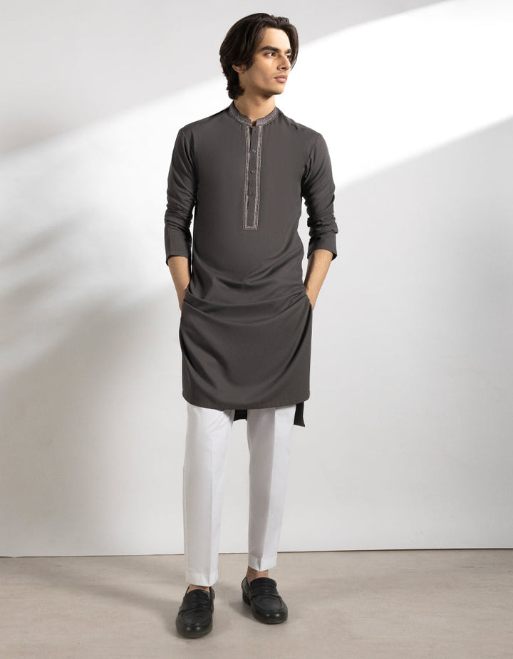 Blended Grey Kurta - J. Junaid Jamshed