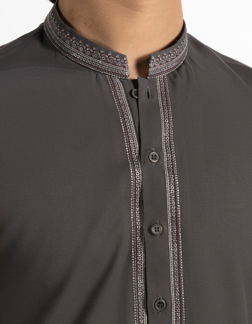 Blended Grey Kurta - J. Junaid Jamshed