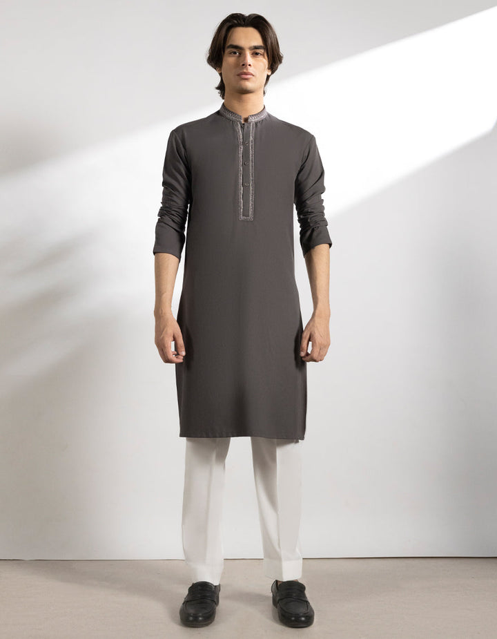 Blended Grey Kurta - J. Junaid Jamshed