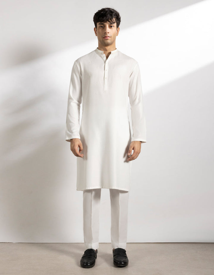 Blended Off White Kurta - J. Junaid Jamshed