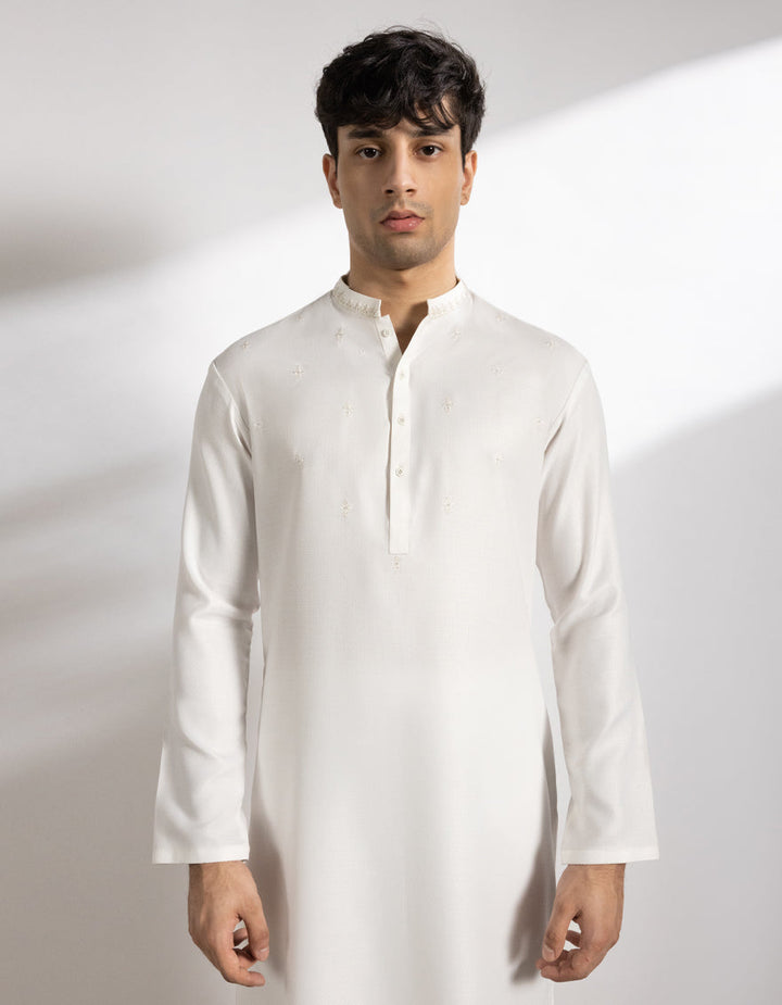 Blended Off White Kurta - J. Junaid Jamshed