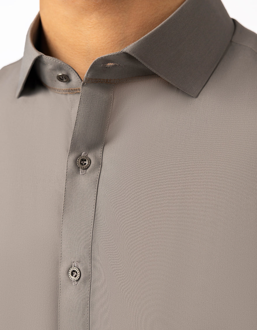 Blended Mud Grey Shalwar Kameez - J. Junaid Jamshed