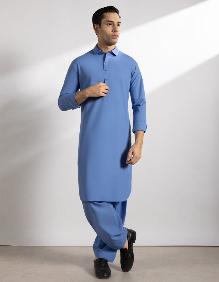 Blended Sky Blue Shalwar Kameez - J. Junaid Jamshed