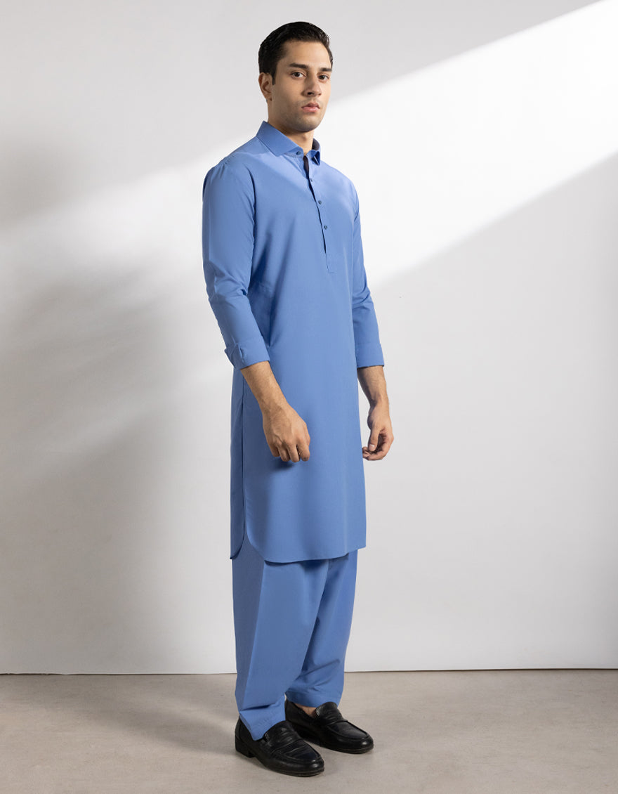 Blended Sky Blue Shalwar Kameez - J. Junaid Jamshed