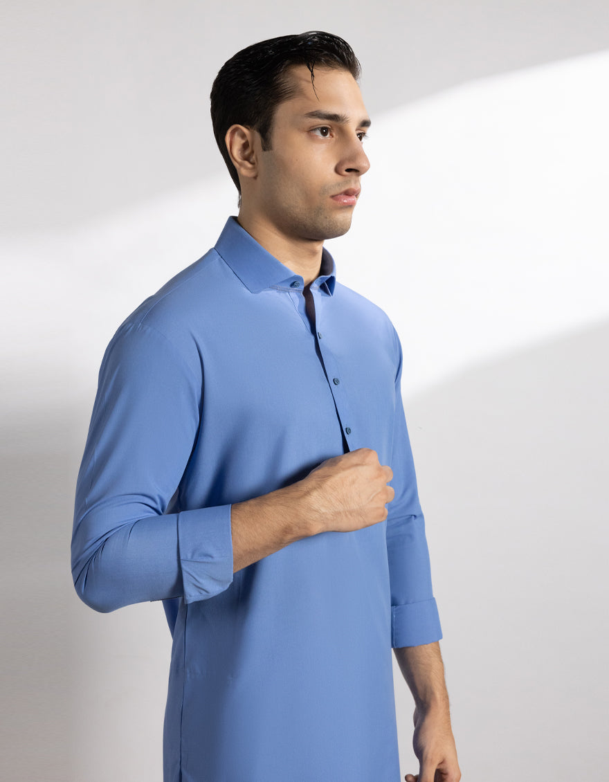 Blended Sky Blue Shalwar Kameez - J. Junaid Jamshed