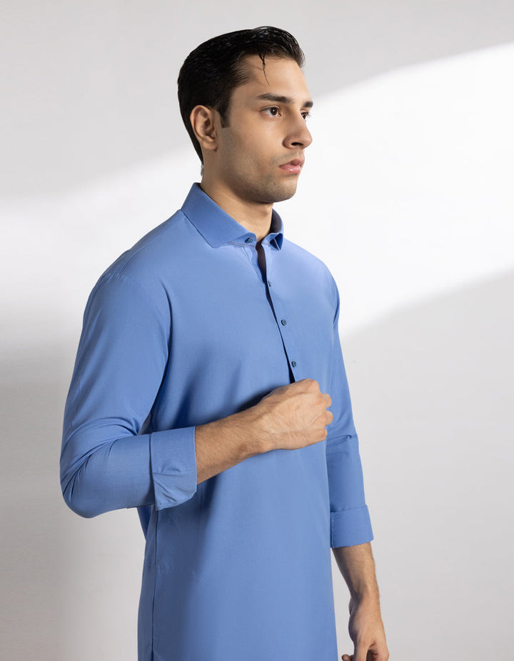 Blended Sky Blue Shalwar Kameez - J. Junaid Jamshed