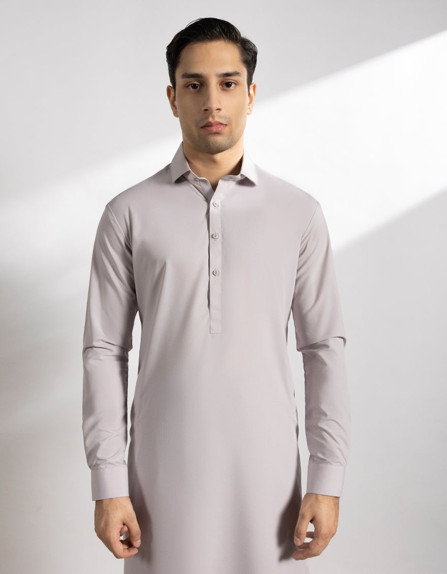 Blended Light Grey Shalwar Kameez- J. Junaid Jamshed