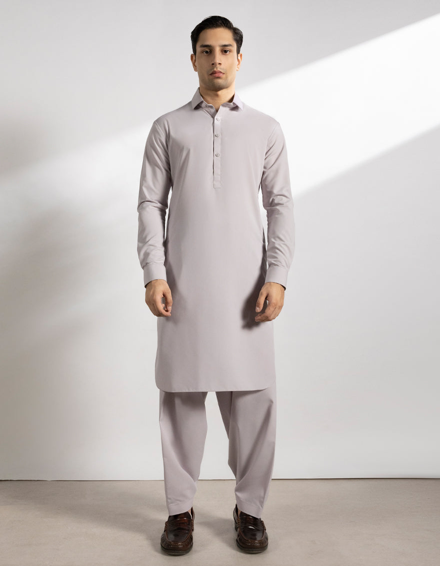 Blended Light Grey Shalwar Kameez- J. Junaid Jamshed