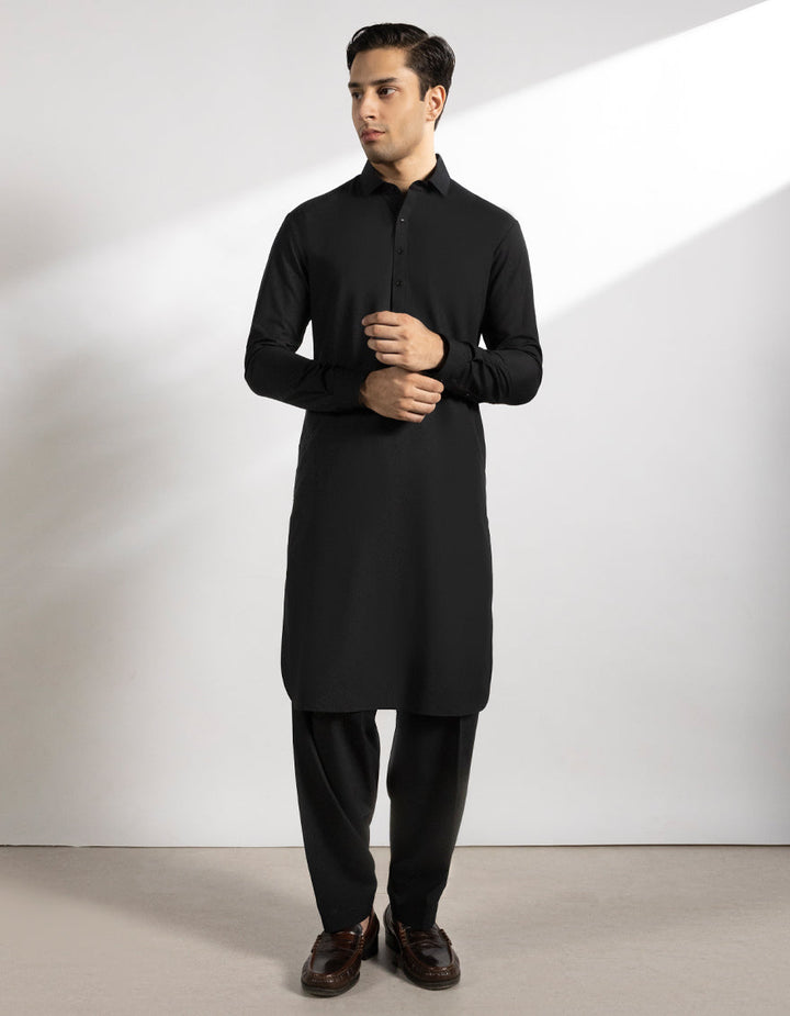 Blended Black Shalwar Kameez - J. Junaid Jamshed