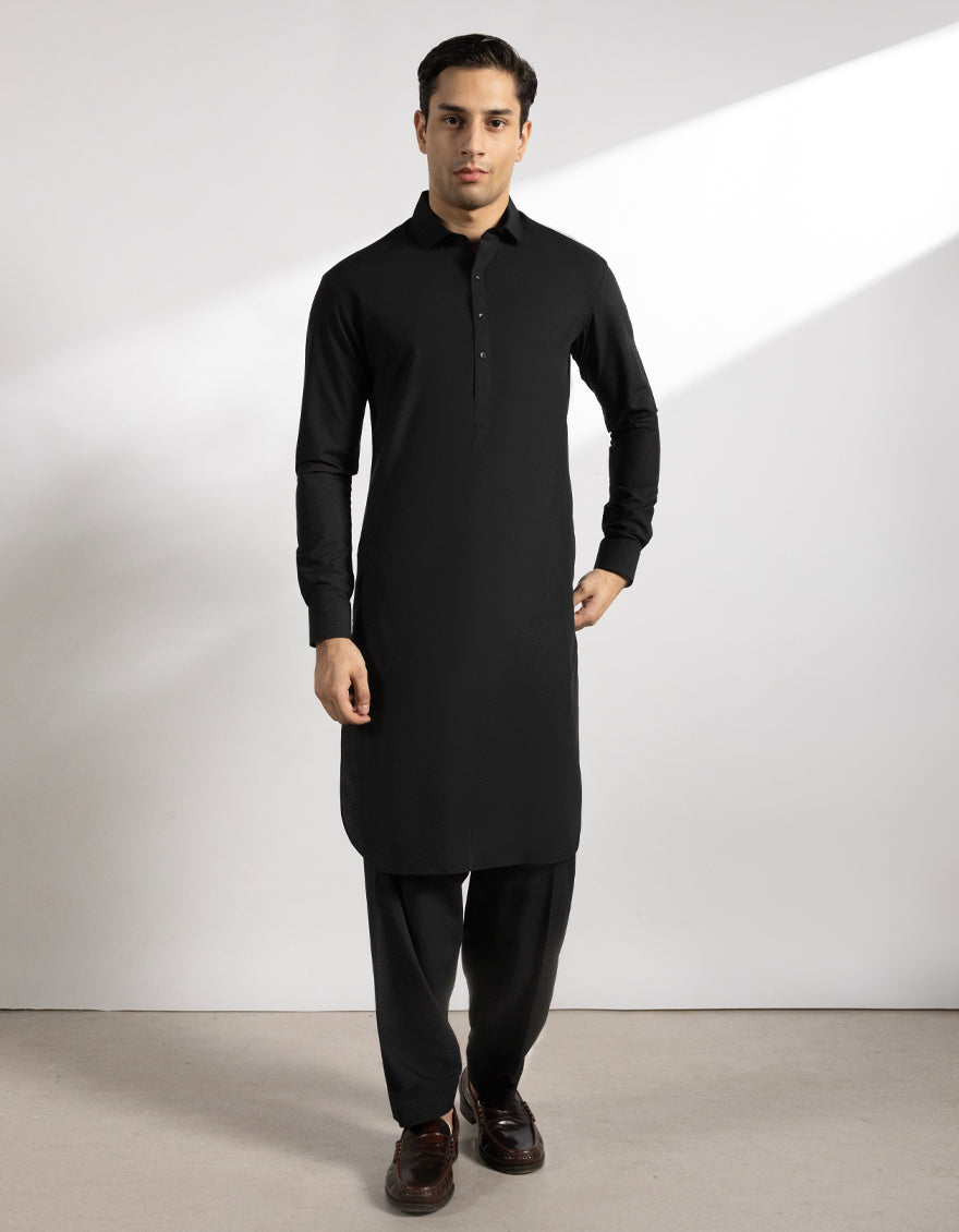 Blended Black Shalwar Kameez - J. Junaid Jamshed