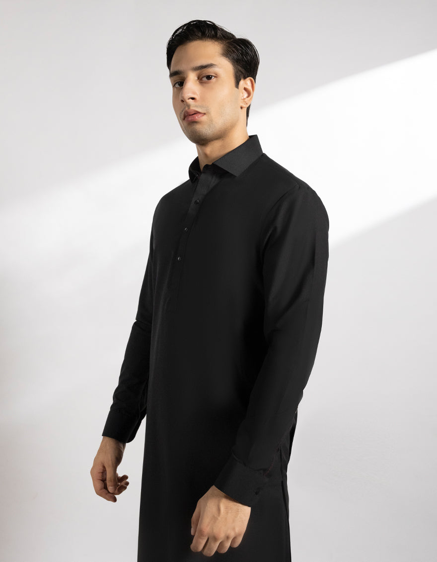 Blended Black Shalwar Kameez - J. Junaid Jamshed
