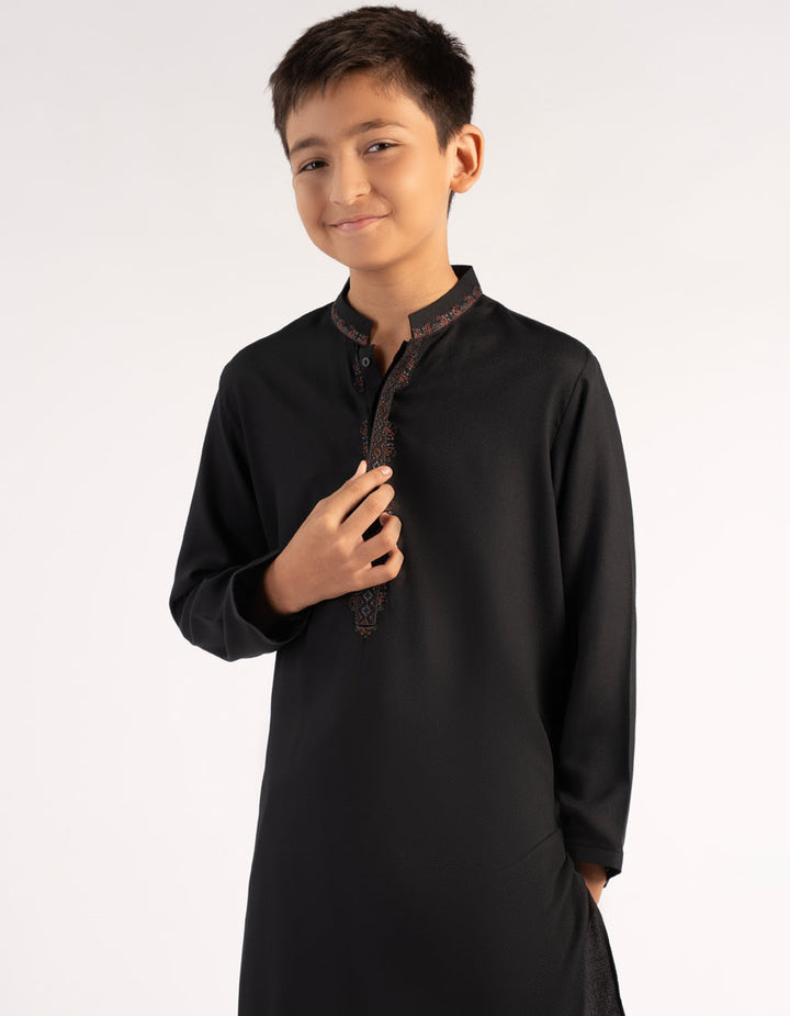 Blended Black Kurta - J. Junaid Jamshed