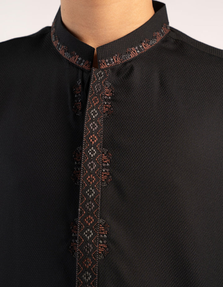 Blended Black Kurta - J. Junaid Jamshed