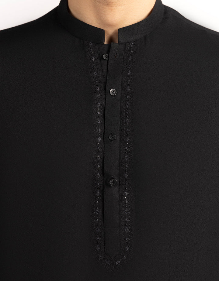 Blended Black Kurta - J. Junaid Jamshed