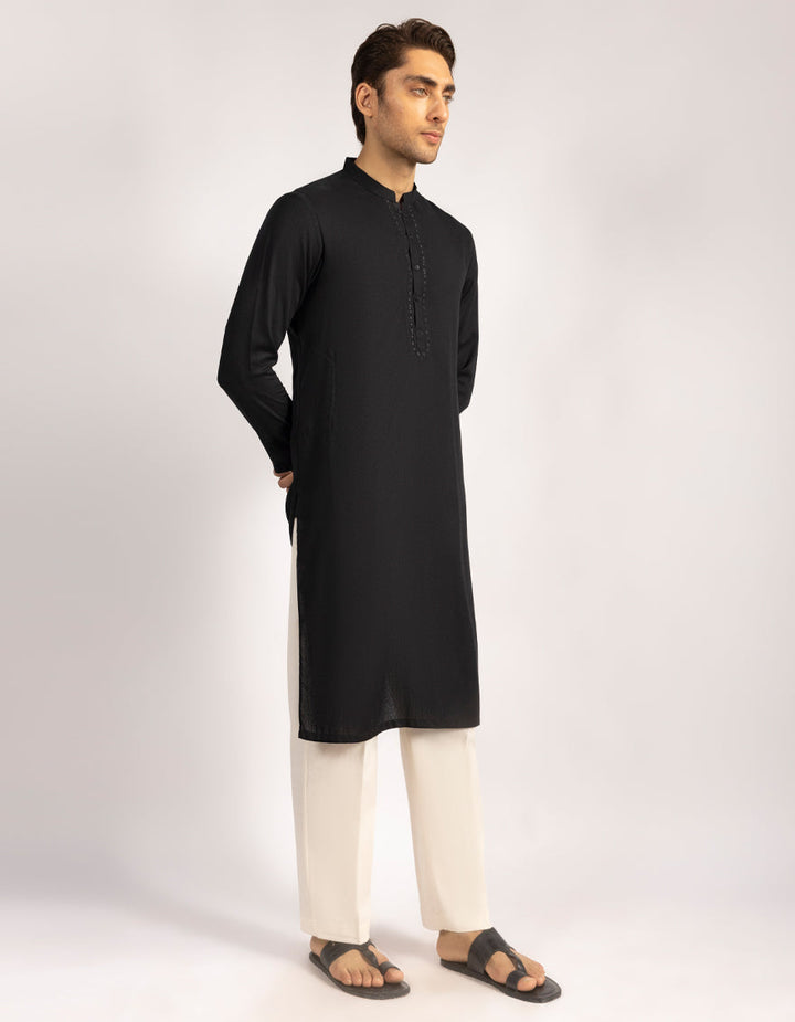 Blended Black Kurta - J. Junaid Jamshed
