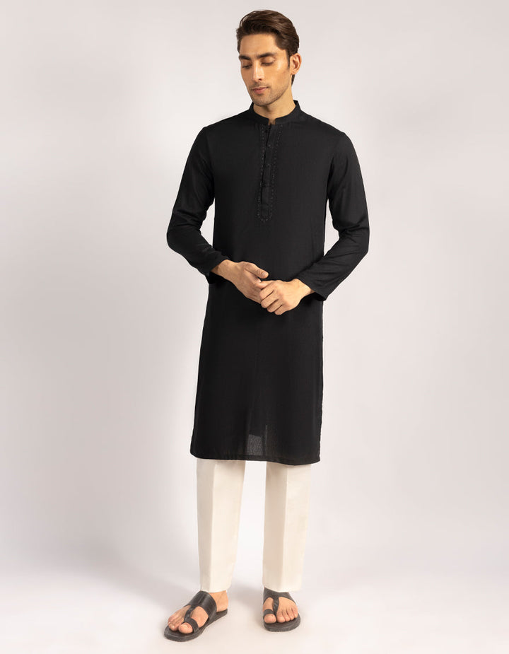 Blended Black Kurta - J. Junaid Jamshed