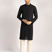 Blended Black Kurta - J. Junaid Jamshed