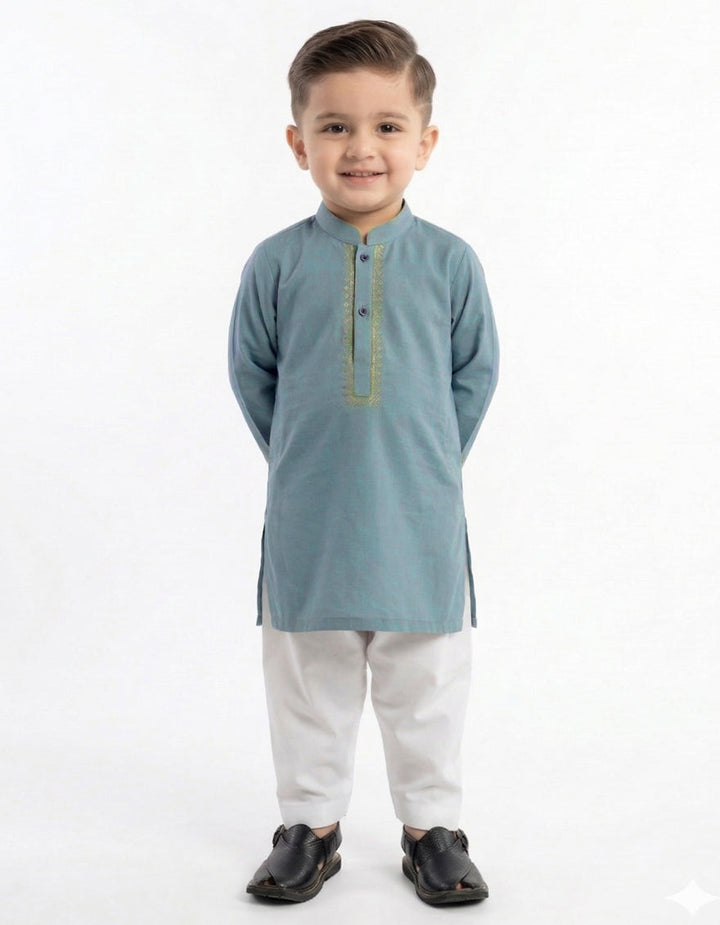 Blended Sky Blue Shalwar Kameez - J. Junaid Jamshed