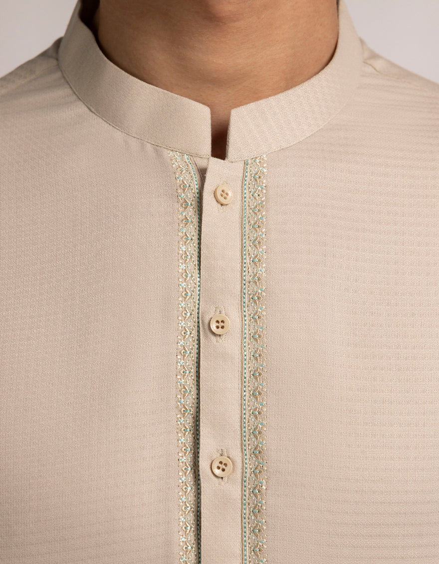 Blended Beige Shalwar Kameez - J. Junaid Jamshed