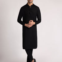 Blended Black Kurta Trouser - J. Junaid Jamshed