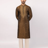 Blended Golden Green Special Kurta - J. Junaid Jamshed