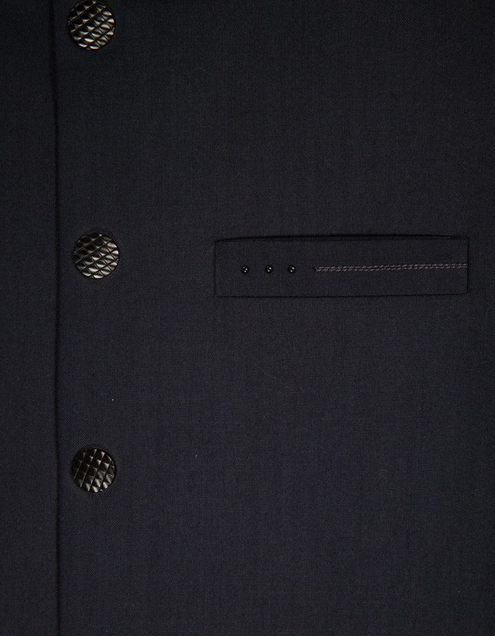 Suiting Navy Blue Waist Coat - J. Junaid Jamshed