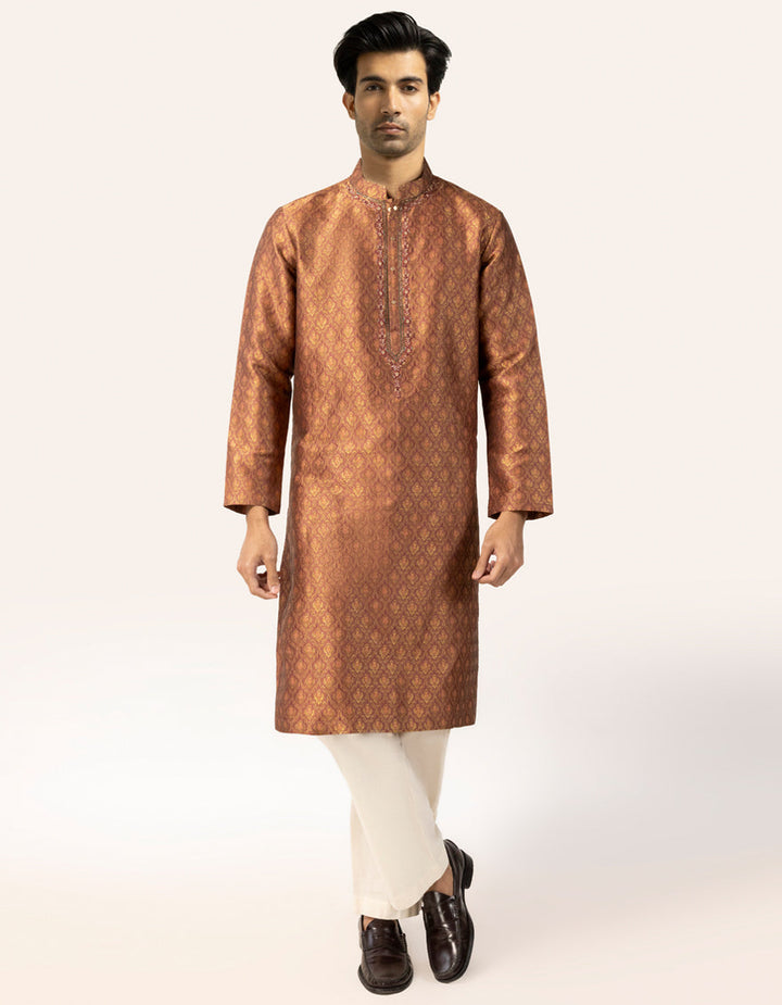Polyester Rust Special Kurta - J. Junaid Jamshed