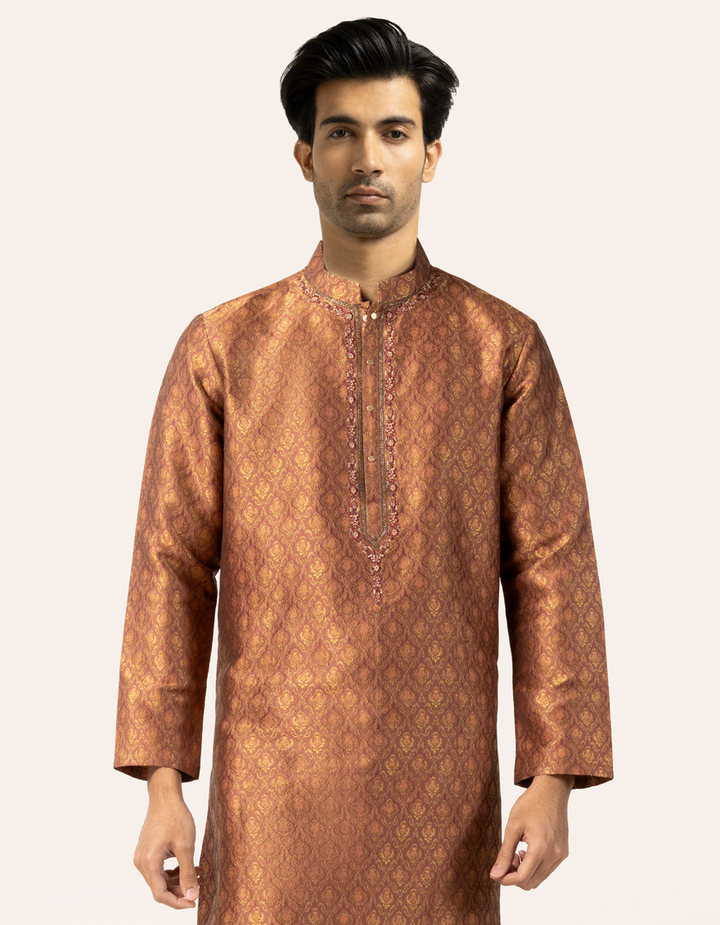 Polyester Rust Special Kurta - J. Junaid Jamshed