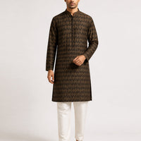 Polyester Black-Beige Special Kurta - J. Junaid Jamshed