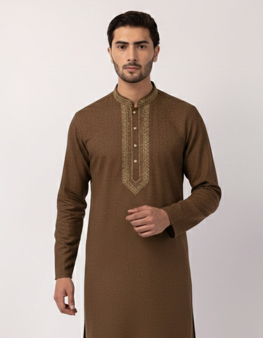 Polyester Rust Special Kurta - J. Junaid Jamshed