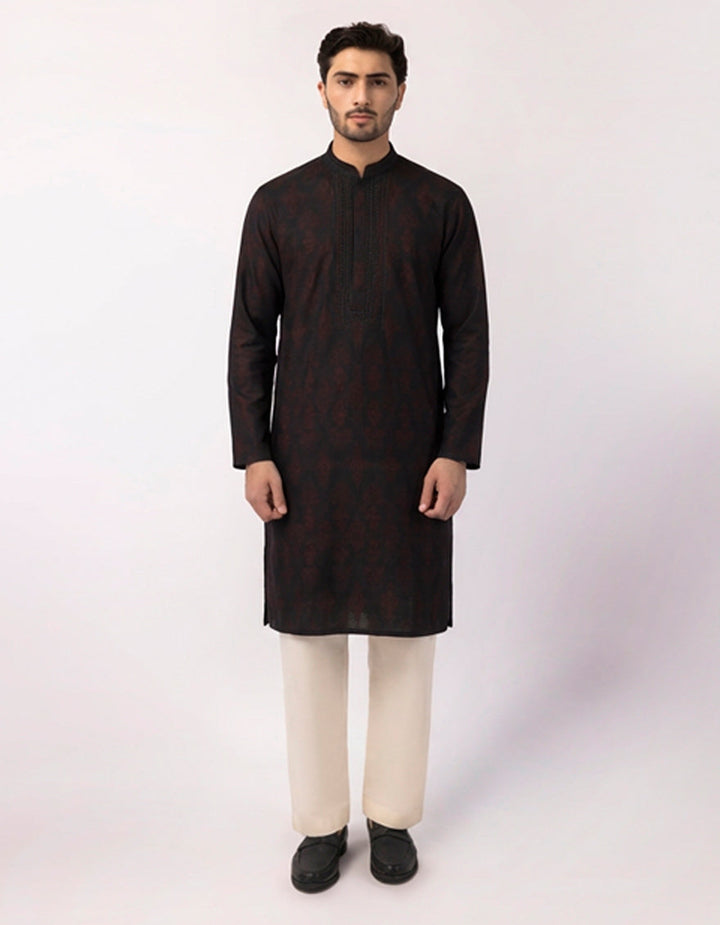 Polyester Maroon Special Kurta - J. Junaid Jamshed
