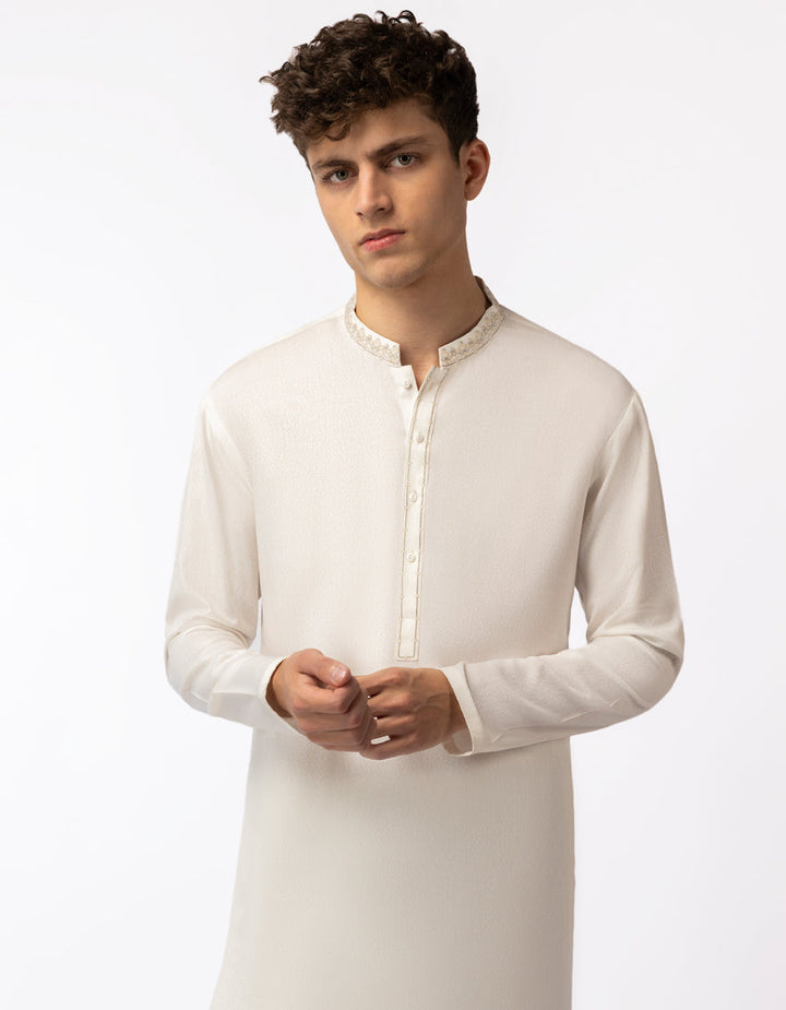 Blended White Shalwar Kameez - J. Junaid Jamshed