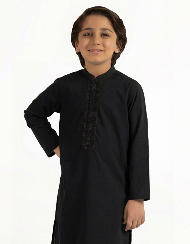 Cotton Black Kurta - J. Junaid Jamshed